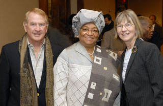 CGD Founding Chairman Ed Scott, CGD President Nancy Birdsall, and Liberian President Ellen Johnson Sirleaf