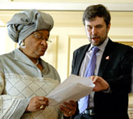 President of Liberia, Ellen Johnson Sirleaf & Center for Global Development senior fellow Steve Radelet