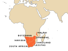 Map showing southern Africa