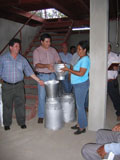 Metal milk storage containers for safe storage and transport in a new milk collection site, Nicaragua