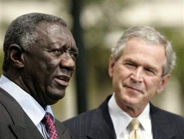 Presidents Kufuor of Ghana and George W Bush of the U.S.