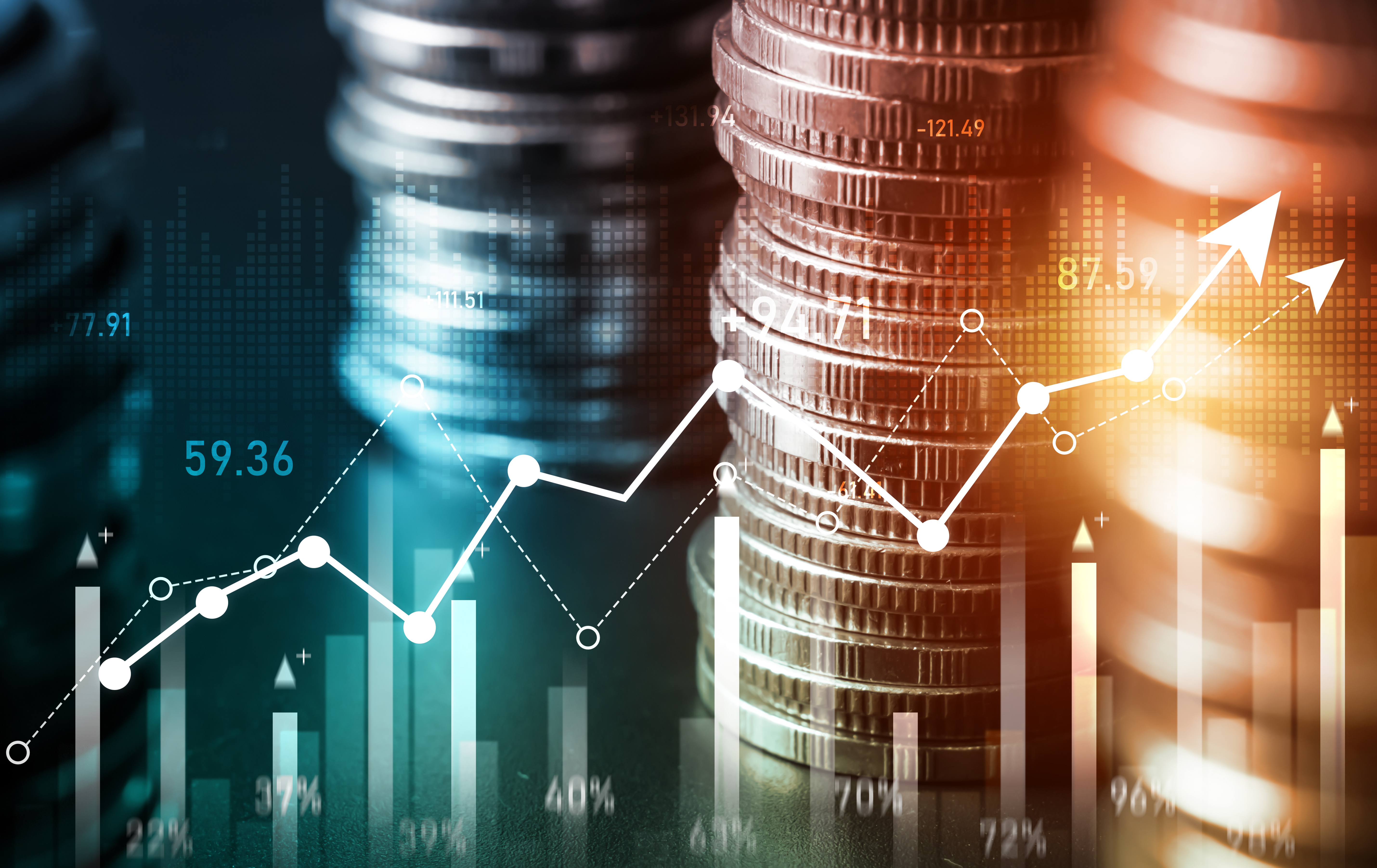 Stack of coins with upward graph