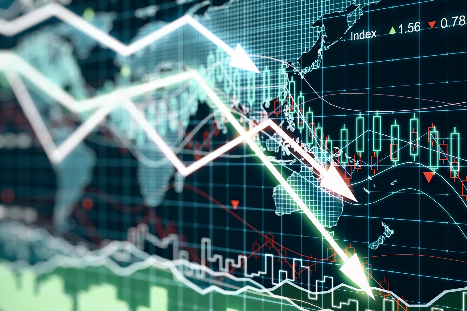 Map of world with stocks