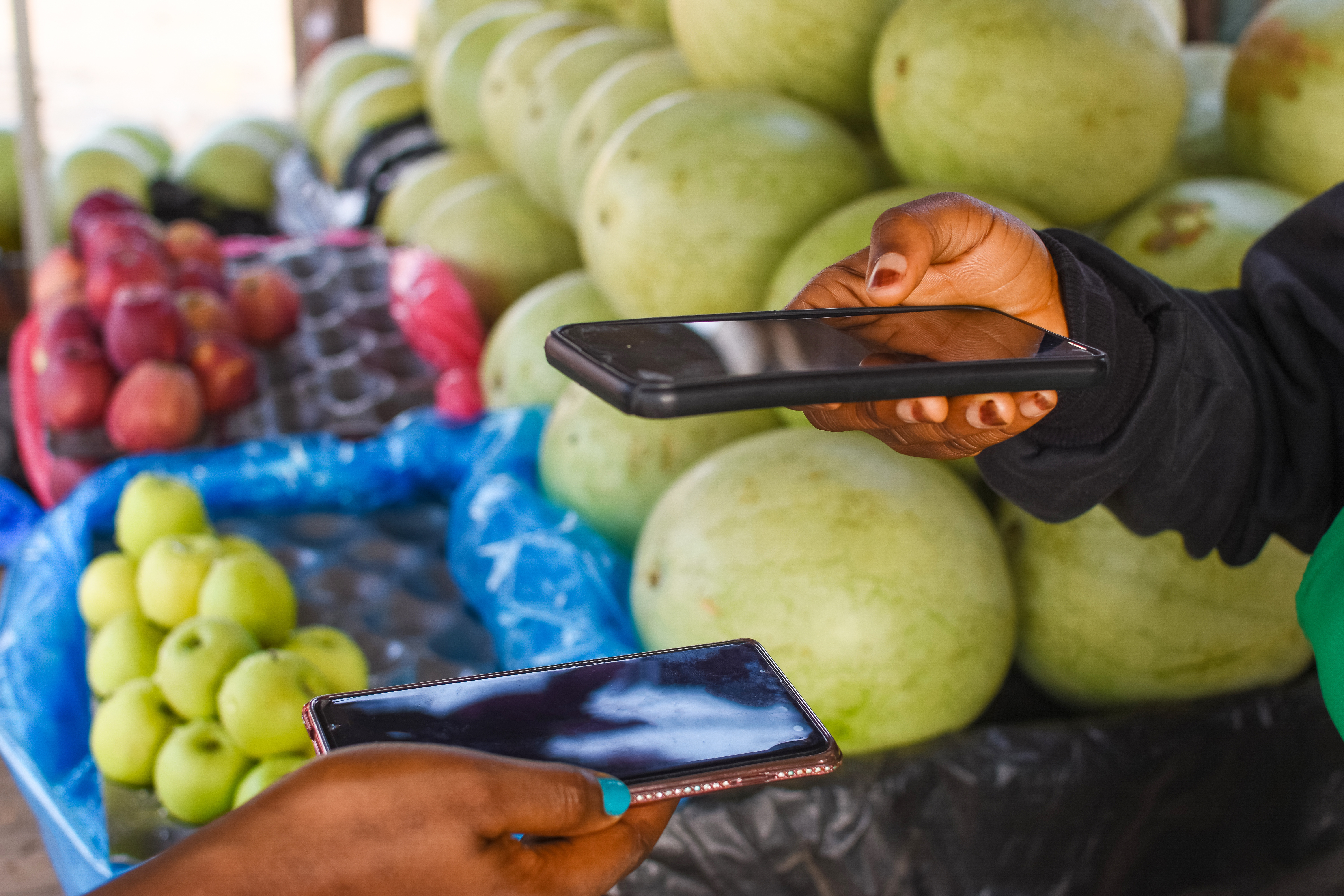 cell phone transaction in a market
