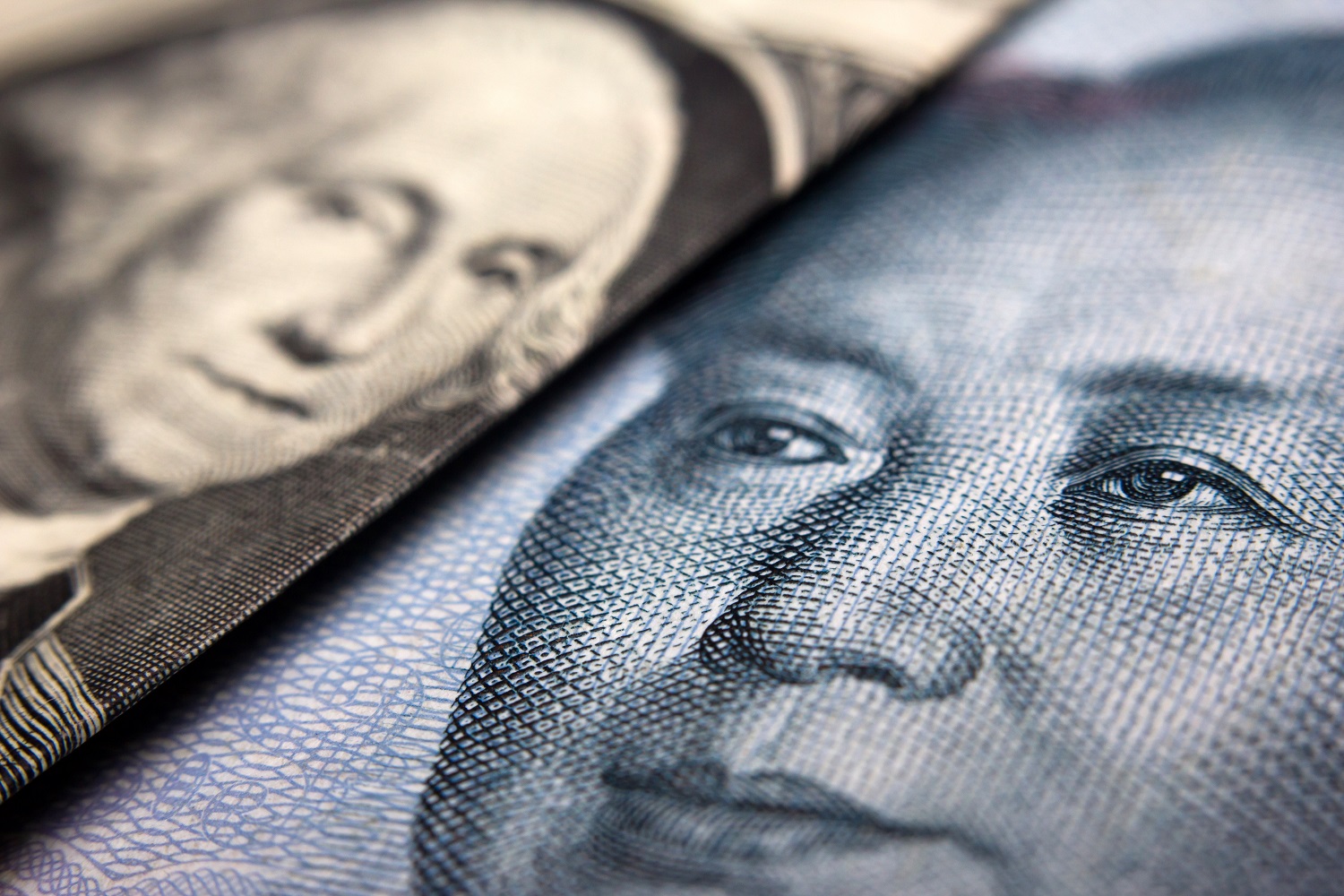 Image od dollar bill and Chinese Yuan