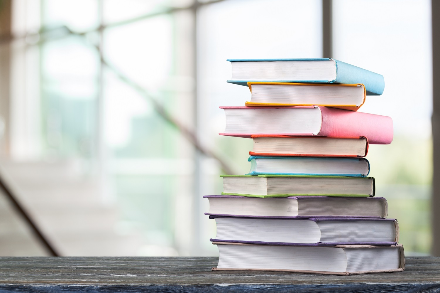 Images of books on table