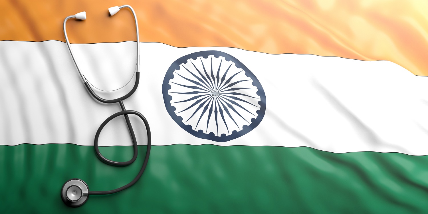 Image of stethescope and Indian Flag
