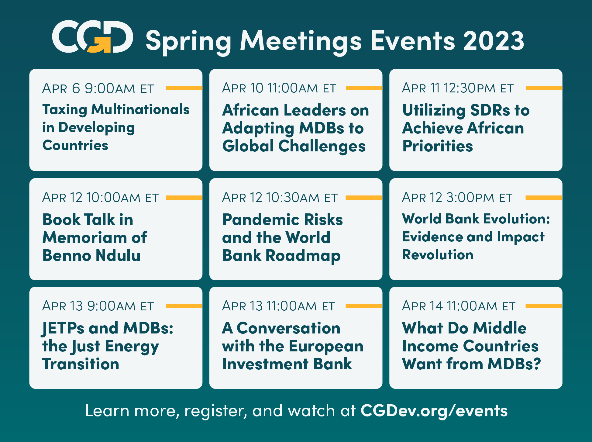 CGD Spring Meetings Events 2023