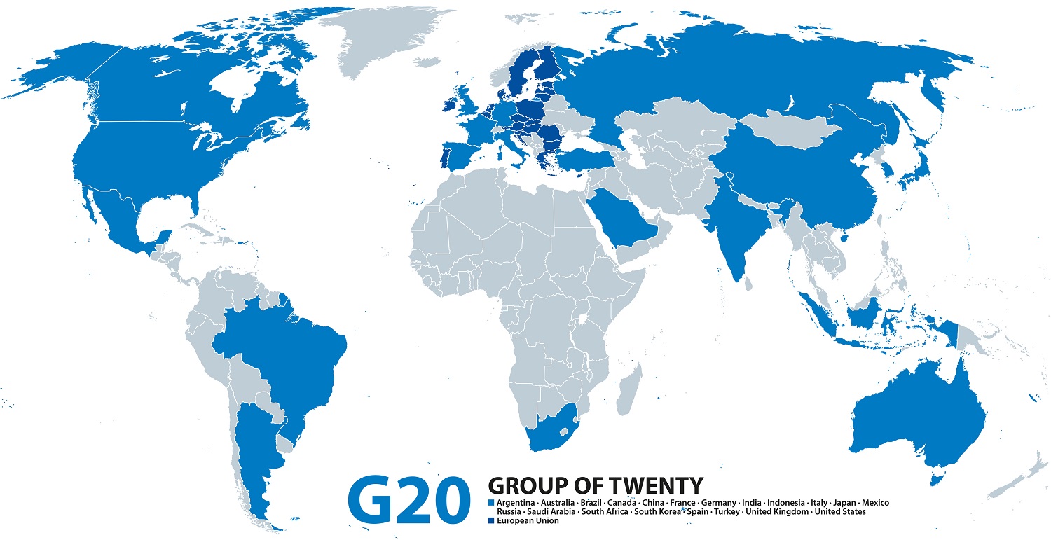 Image of map of g20 countries