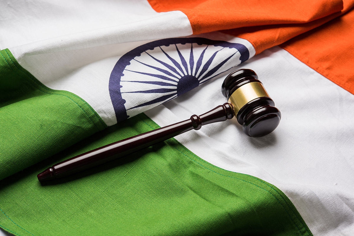 India flag with a gavel on top