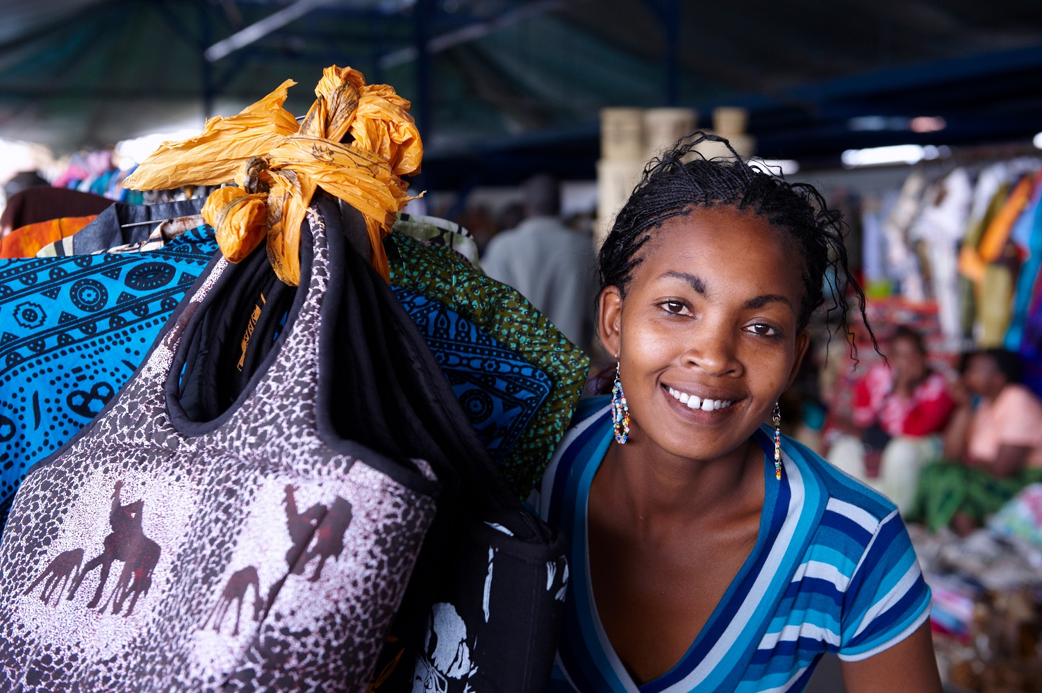 Kenyan woman selling clothing
