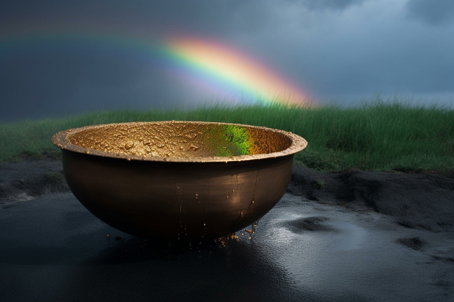 rainbow with empty gold pot