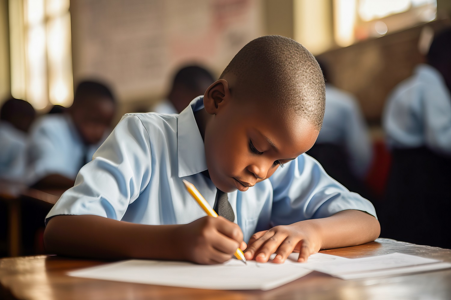 Young student taking a test