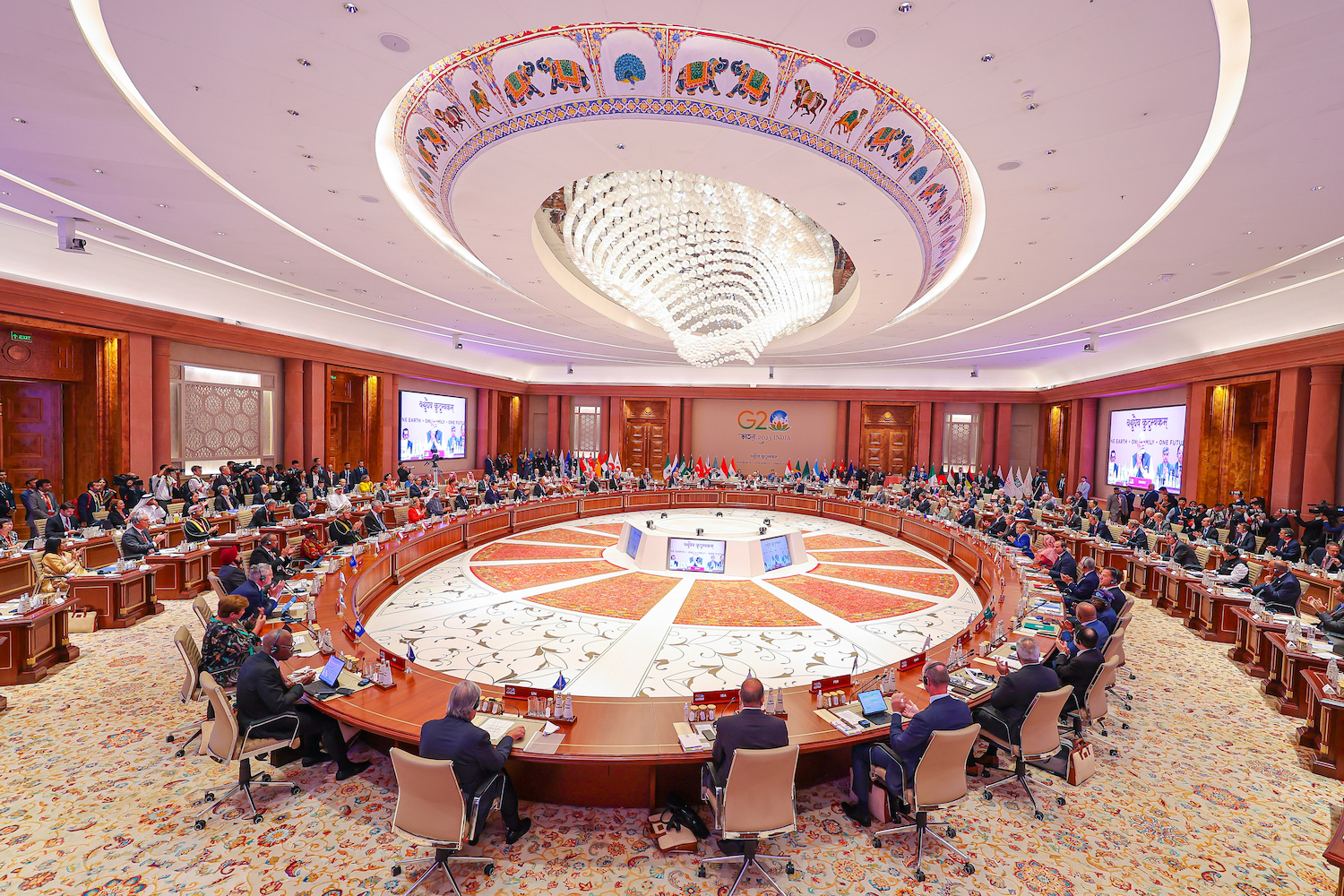 Photo of a large meeting room at the 2023 September G20 meeting