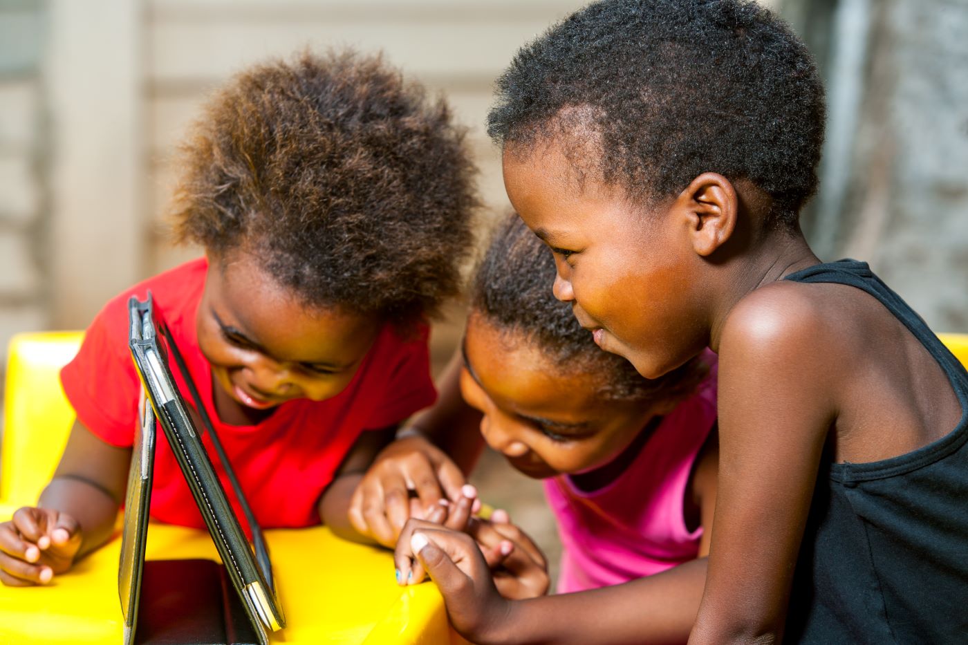 young girls with tablet