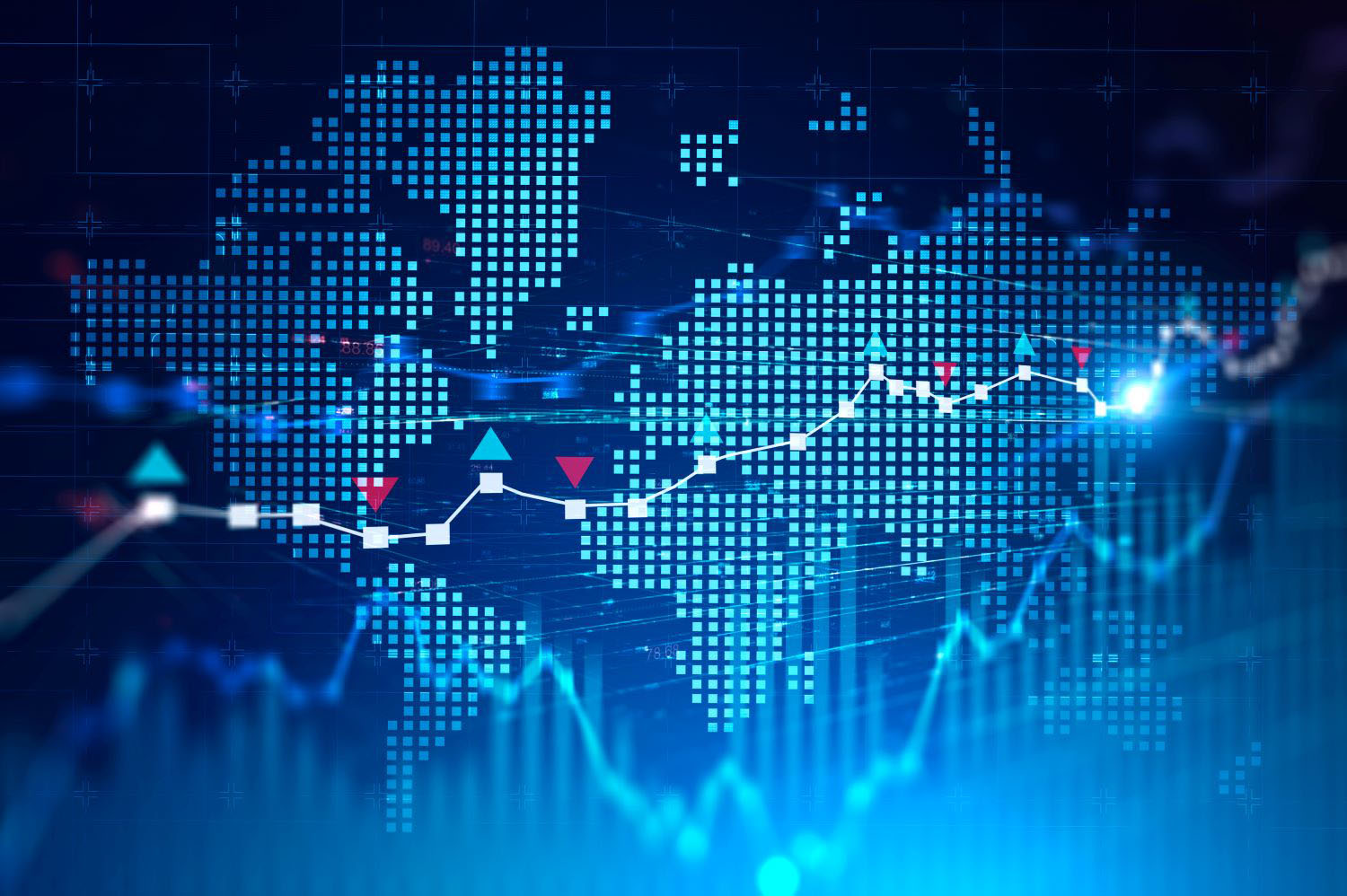 World map and global digital network 