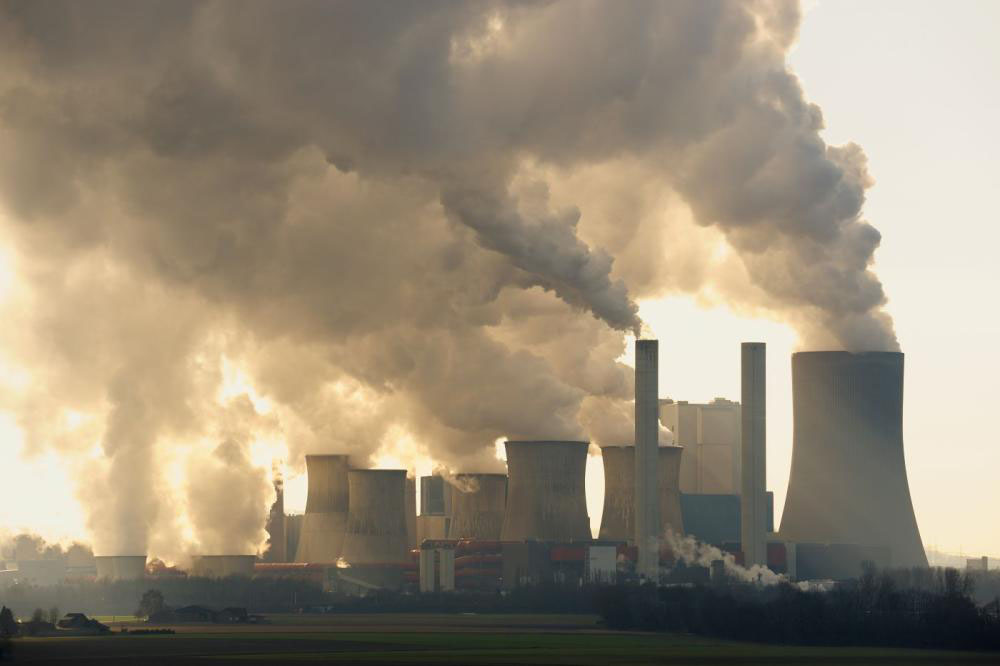 Power plant smoke stacks