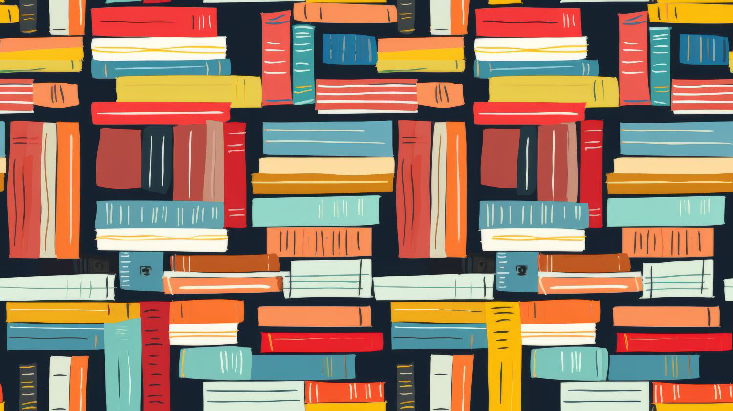 Seamless pattern background illustration made of colorful books like a bookcase