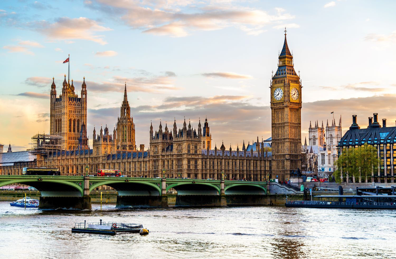 The Palace of Westminster in London in the evening - England