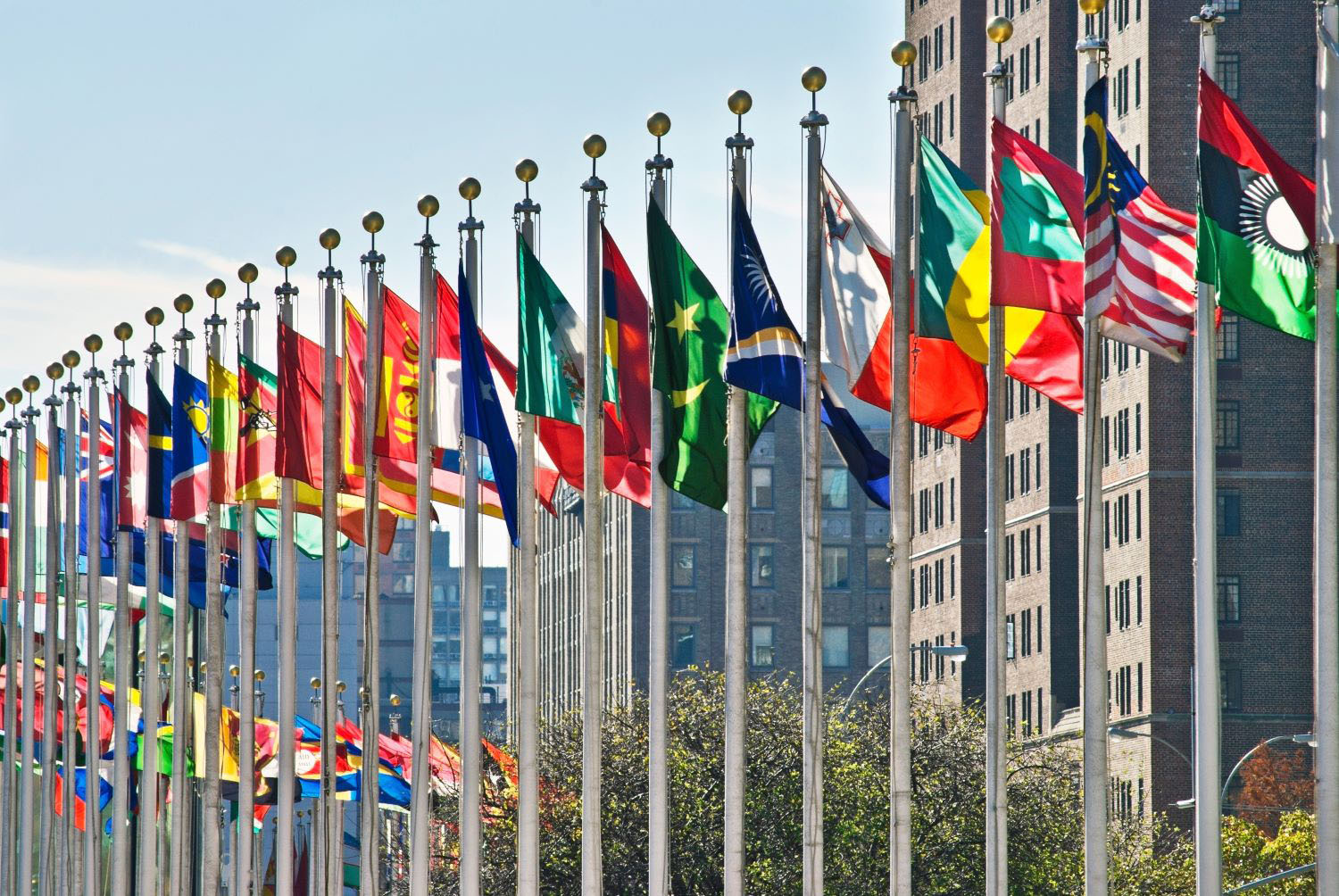 Flags outside the UN