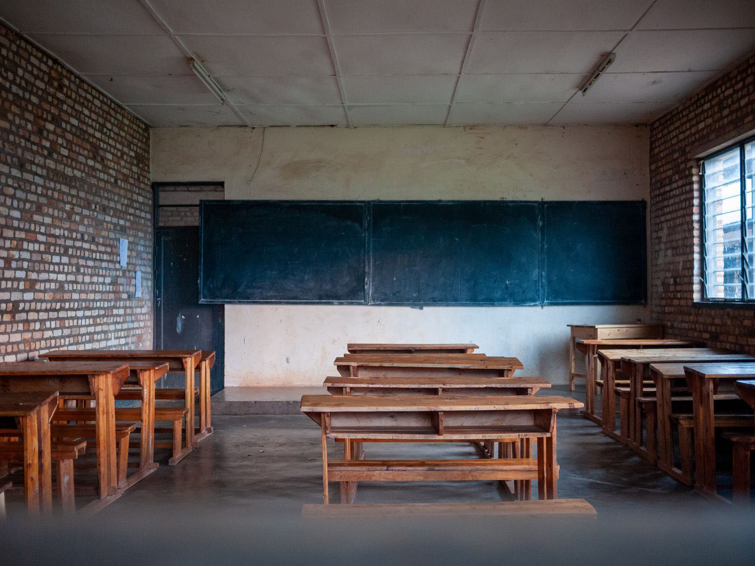 Huye, Rwanda, an empty classroom after school