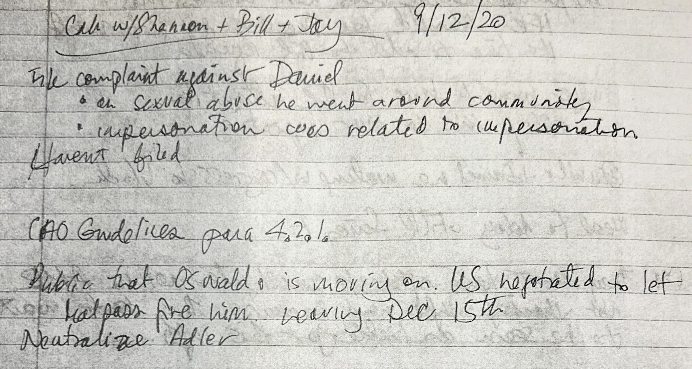 Image of notes from an IFC staff member and Bridge founders about the scandal and the whistleblower, from the Intercept