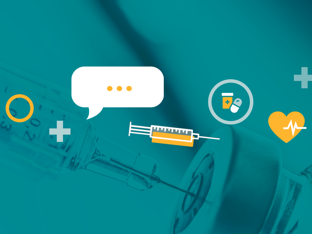 Image with needles, medicine, and heart rate monitor with a needle as a background image