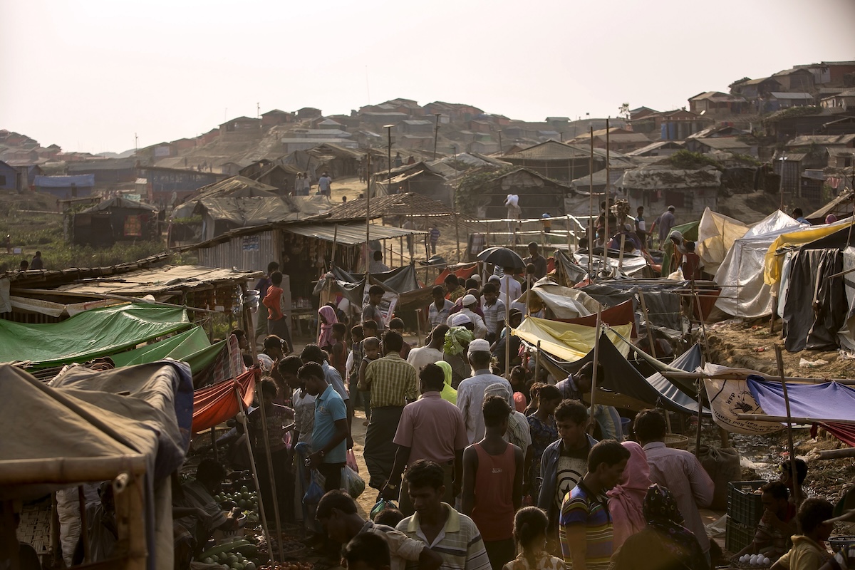 A crowded street in the refugee camp at Cox's Bazar in Bangladesh. Photo by Allison Joyce / UN Women, via Flickr