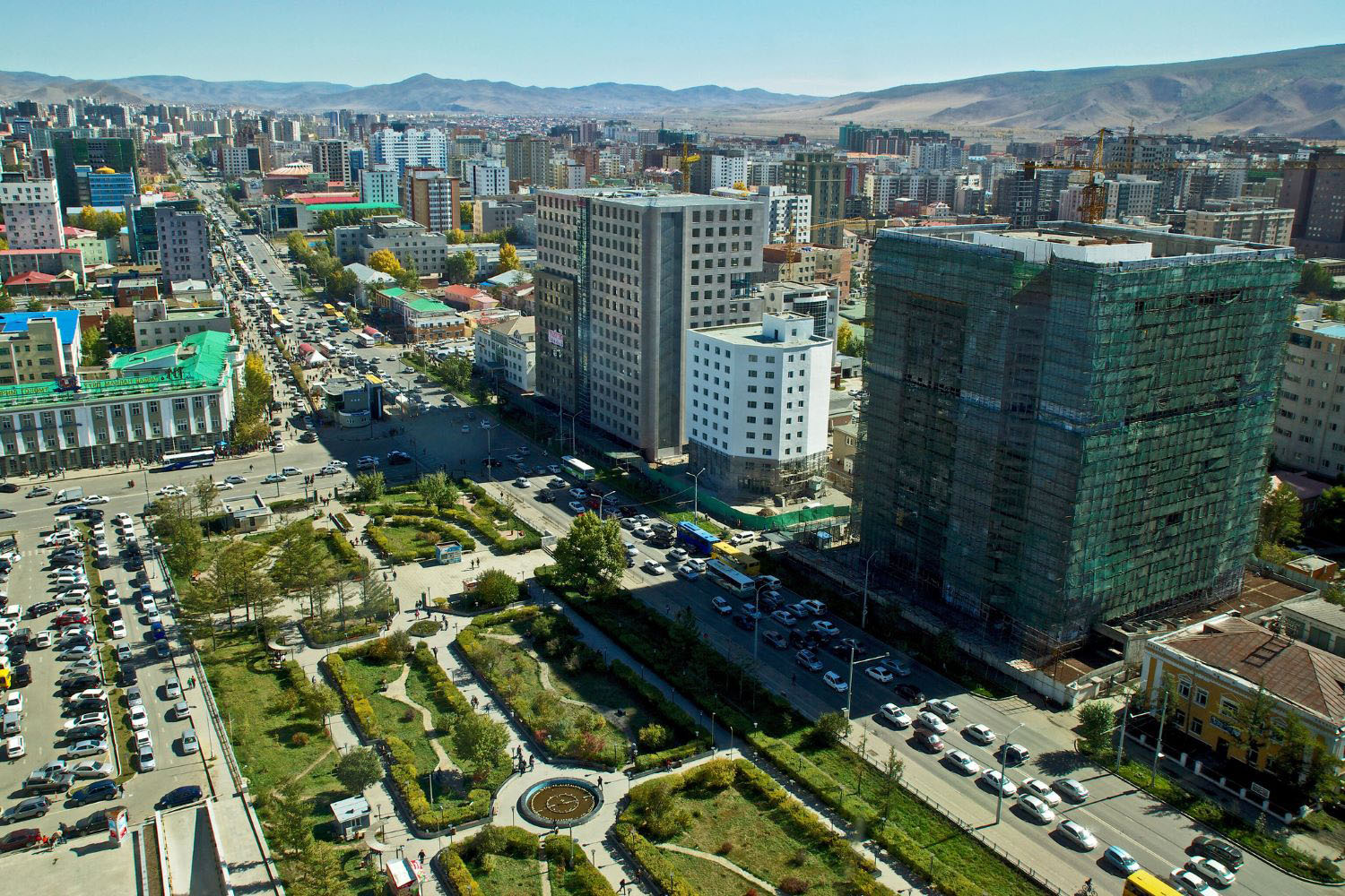 A bird’s eye view of downtown Ulaanbaatar, Mongolia’s capital