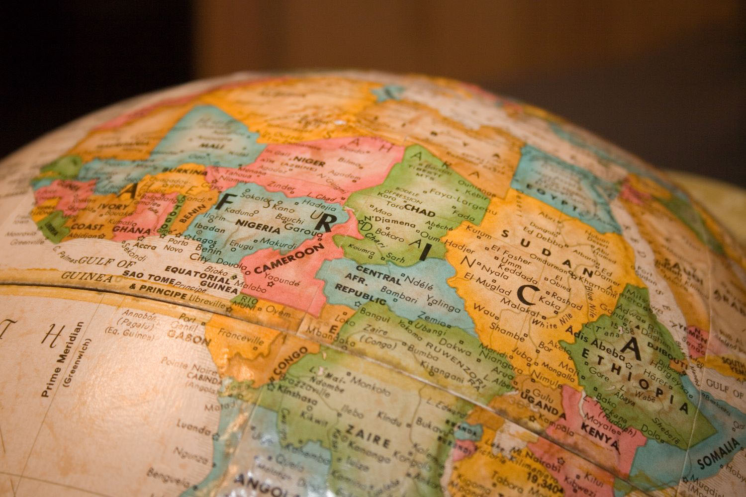 africa on globe