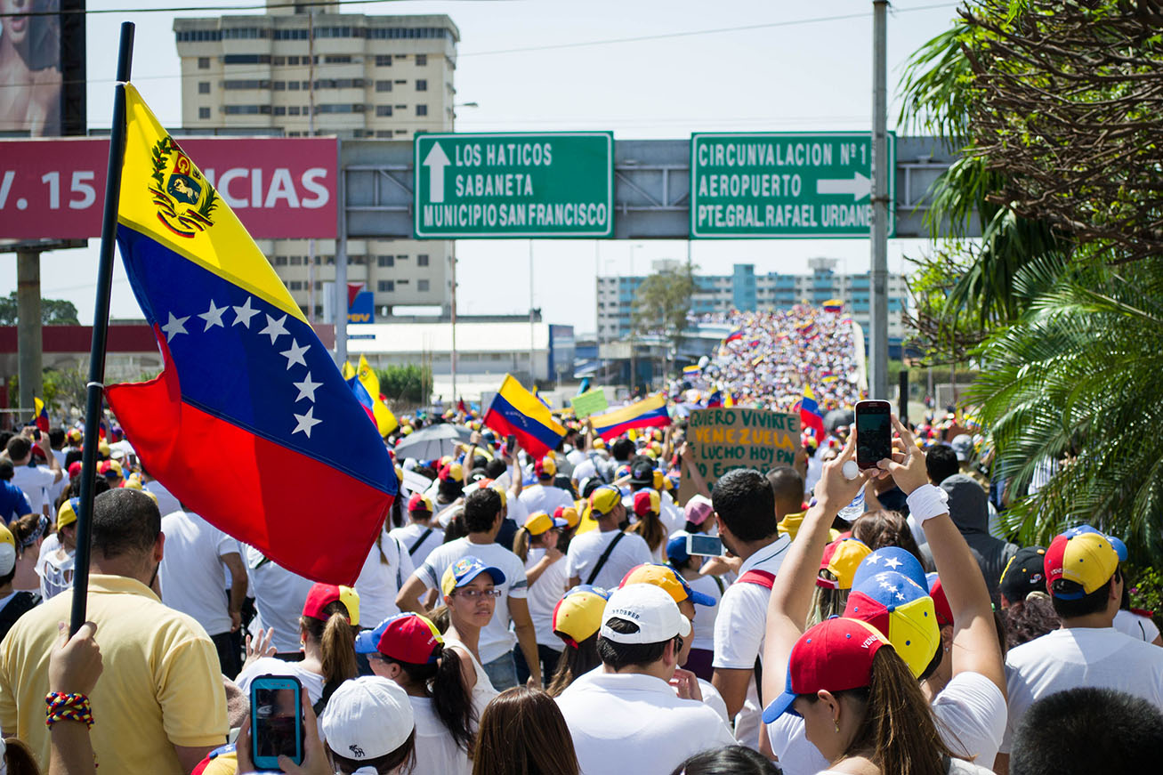 People marching in the city of Maracaibo, Venezuela