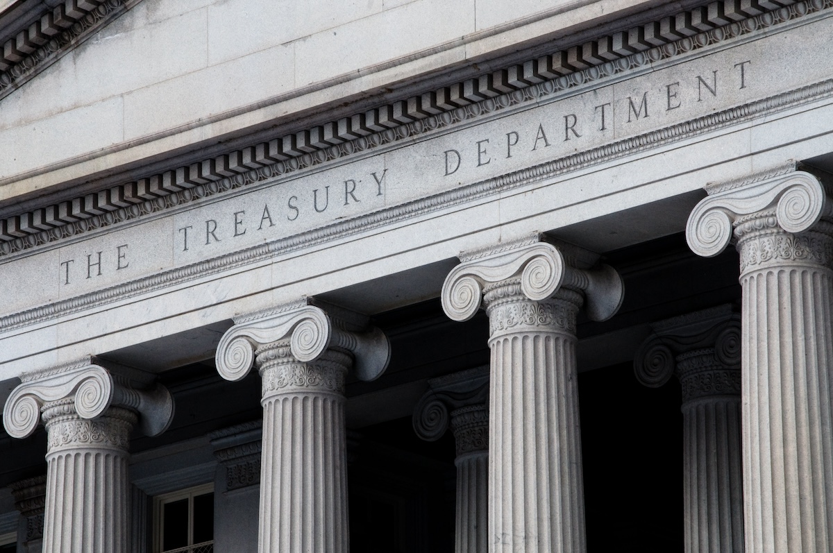 Outside of the US Treasury building