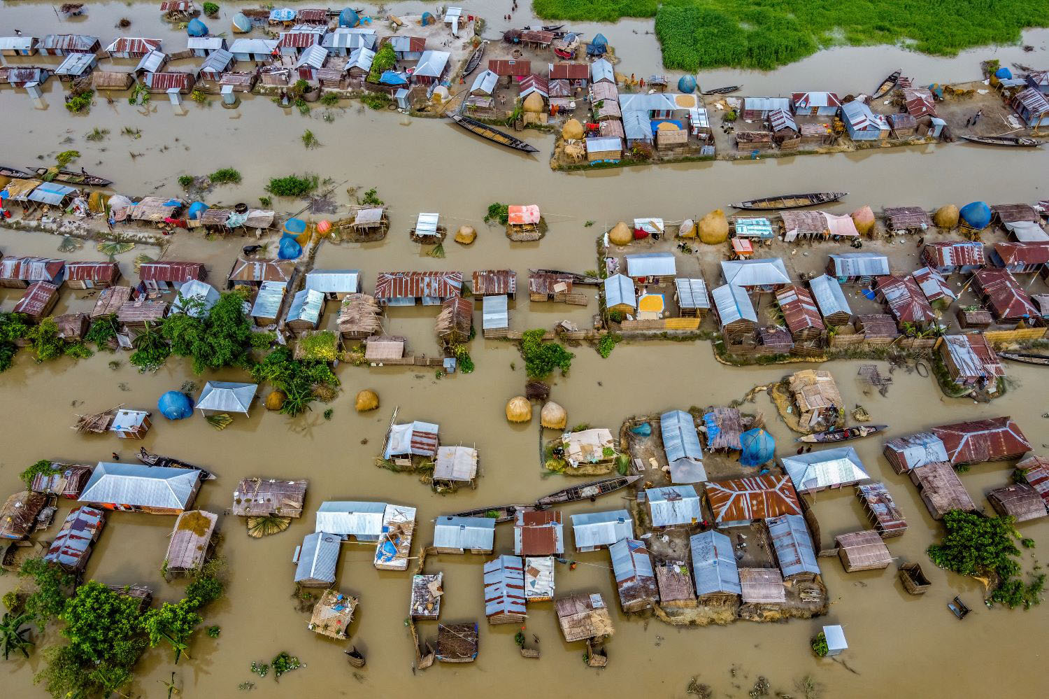 Flood affected village in Northern Bangladesh