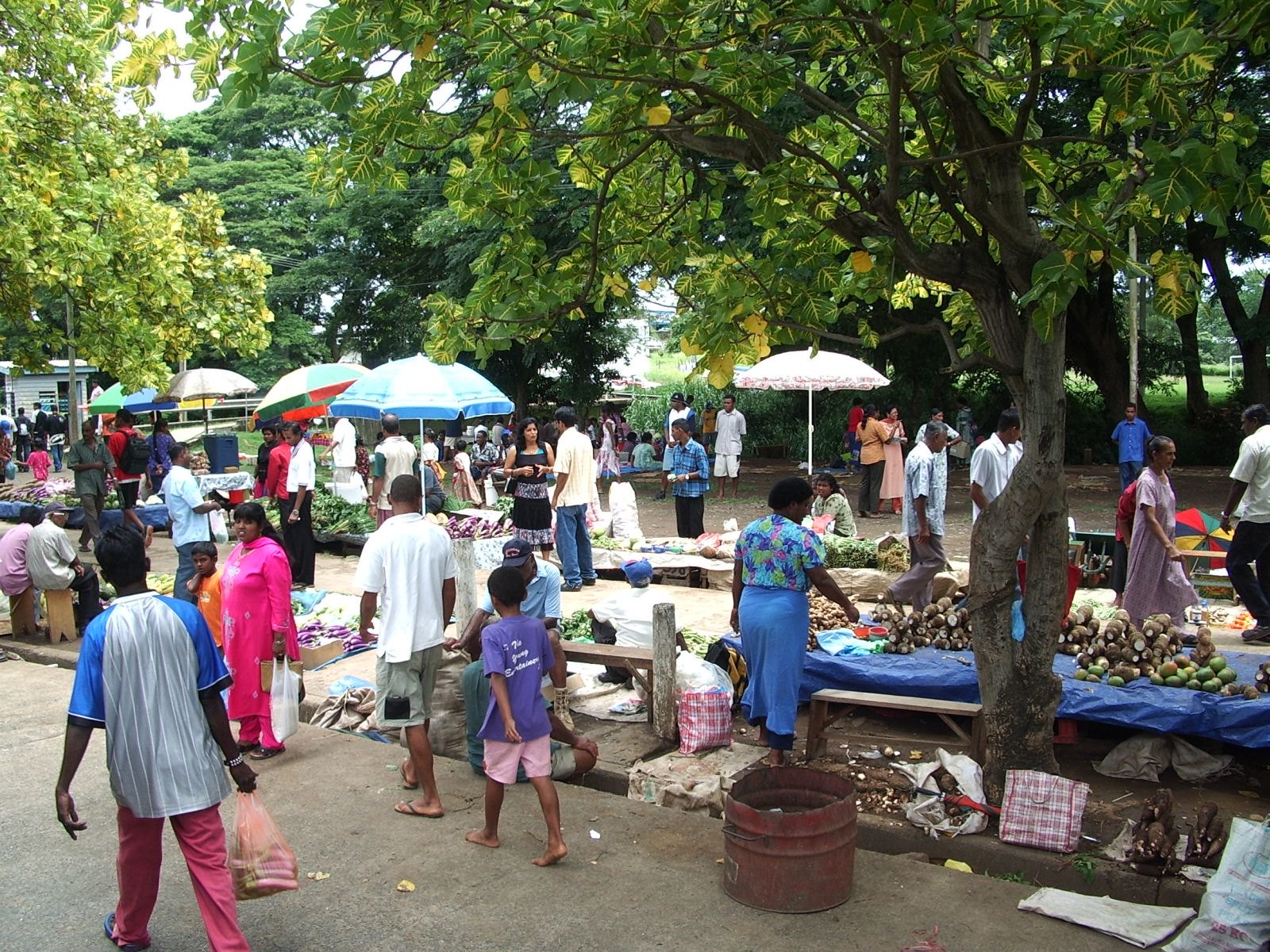 People shopping in a market