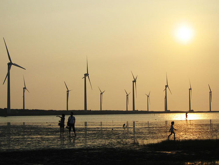windmills at sunset in Taiwan
