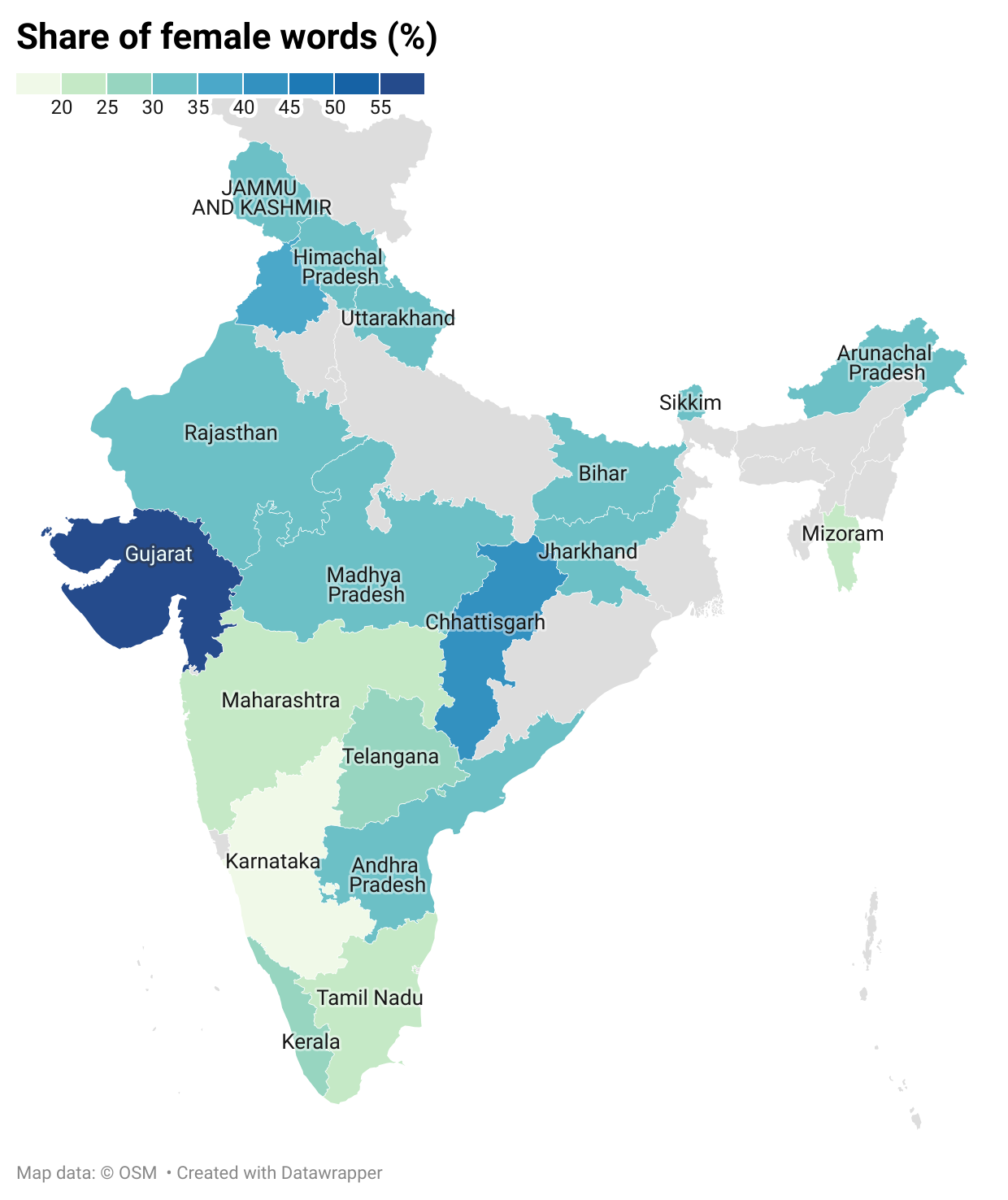 Figure 2. Gender representation in schoolbooks in Indian states
