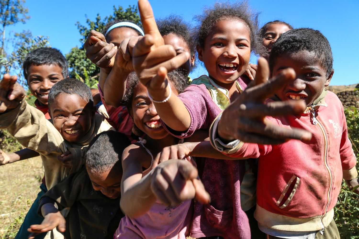 Children in the village of Ambohimahatsinjo in rural Madagascar.