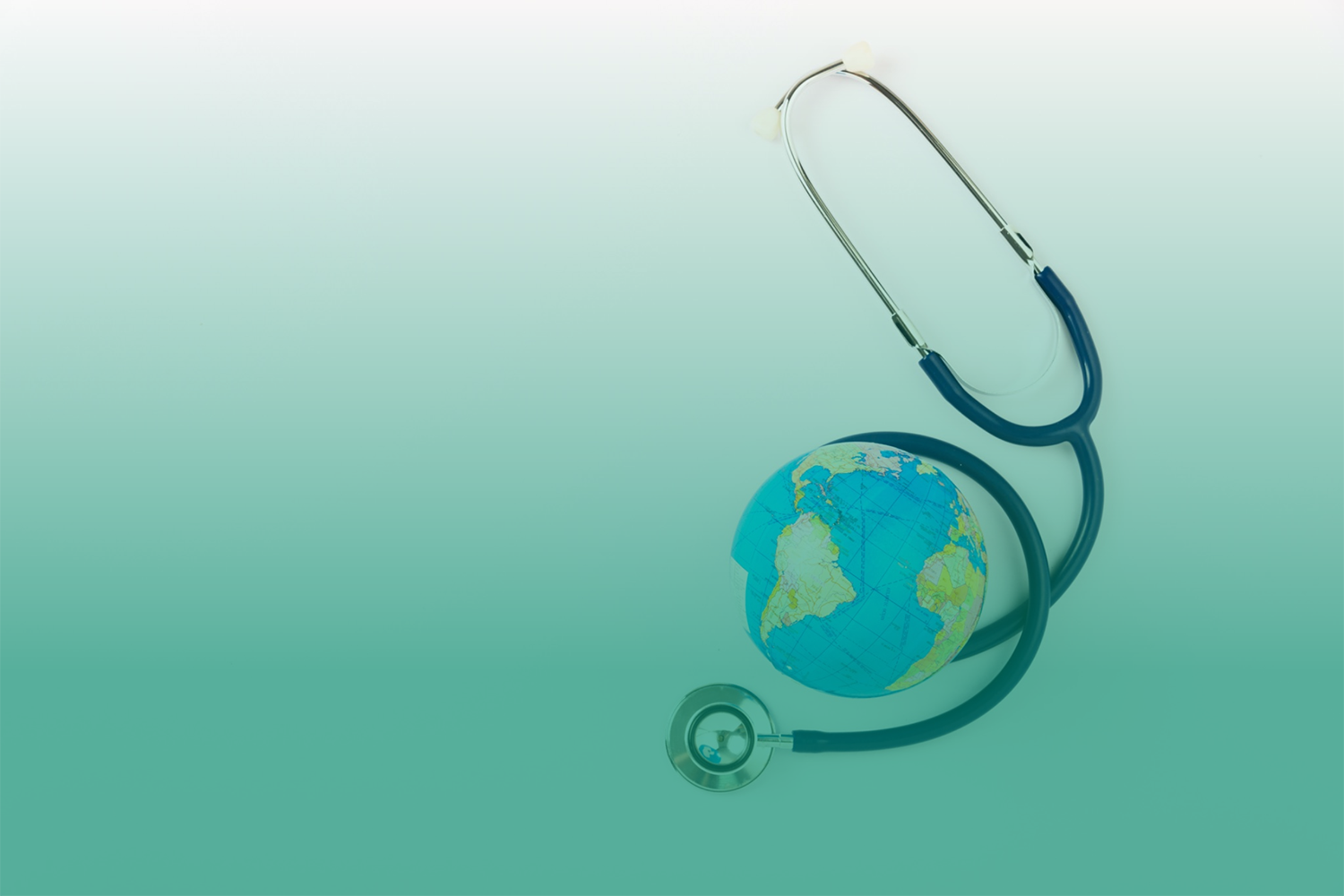Stethoscope wrapped around globe