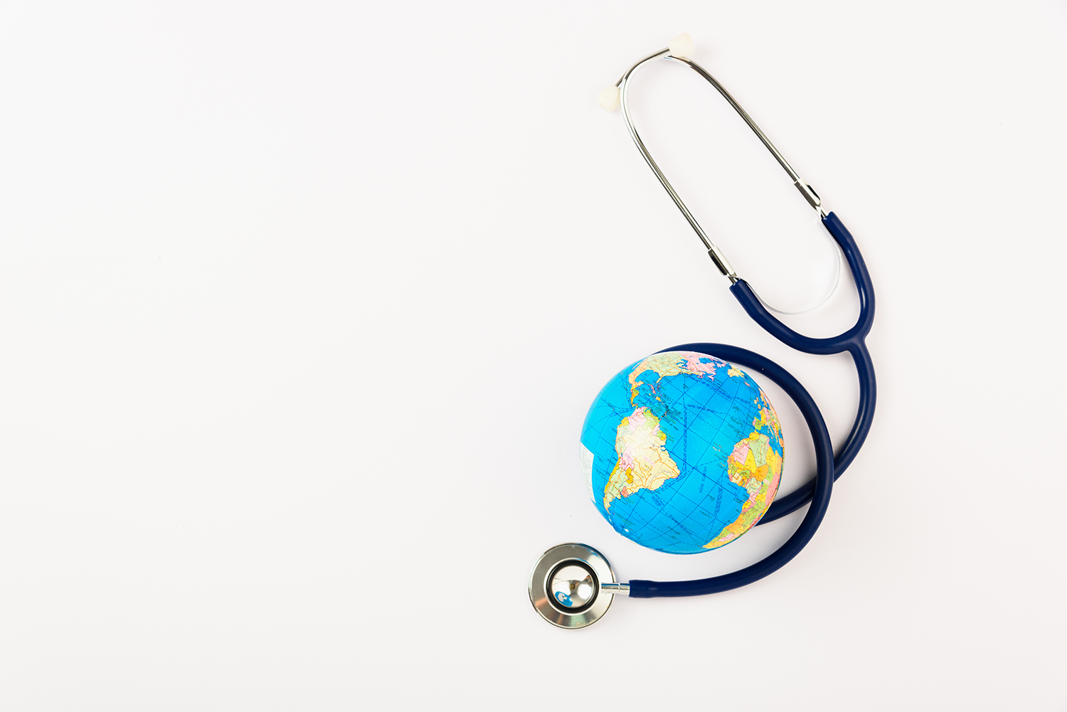 Globe with stethoscope wrapped around
