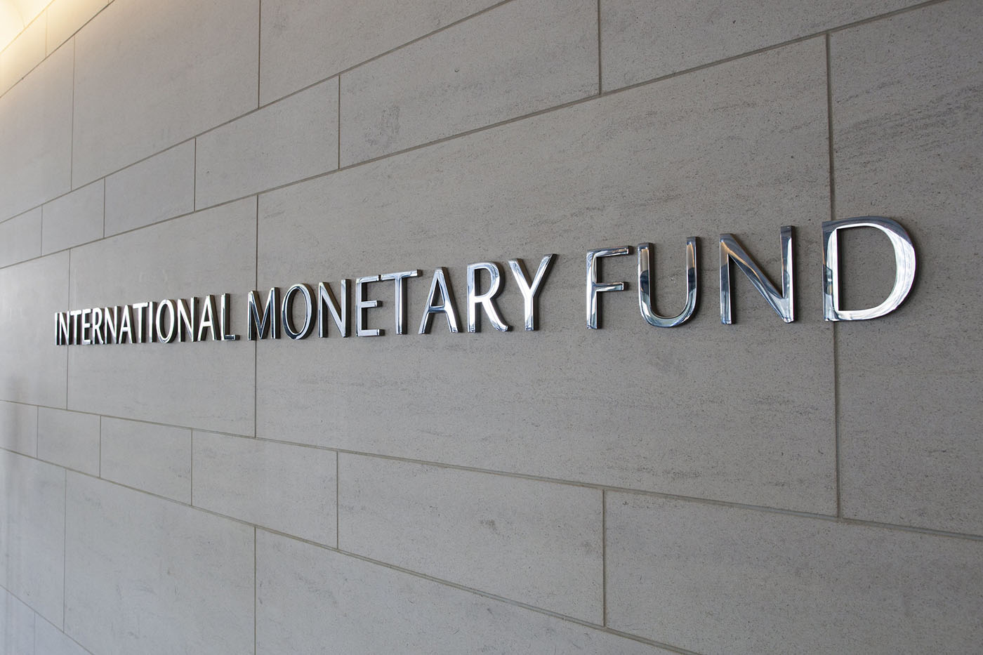 Signage at IMF headquarters in Washington, DC
