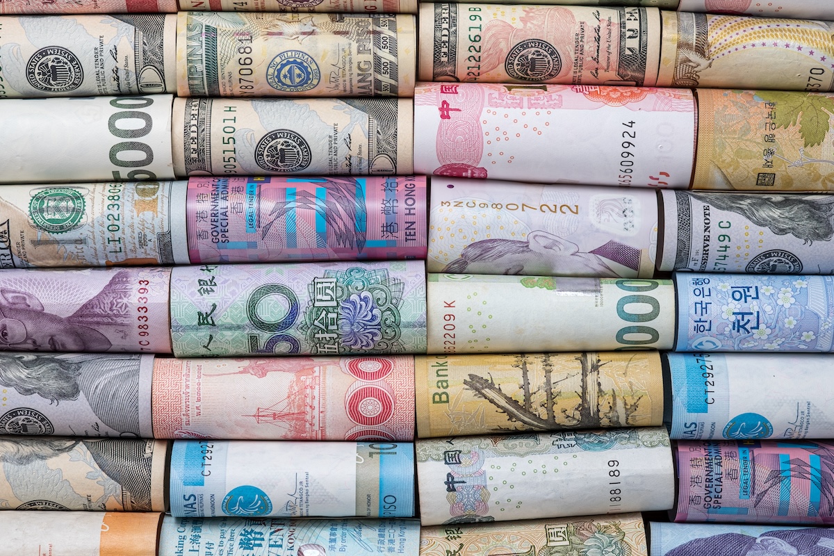 Stock photos of various foreign currencies