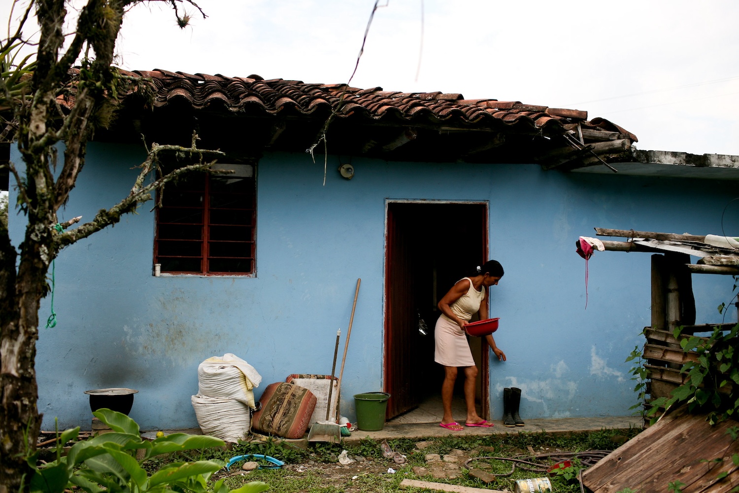 A poultry farmer near Santander, Colombia. 