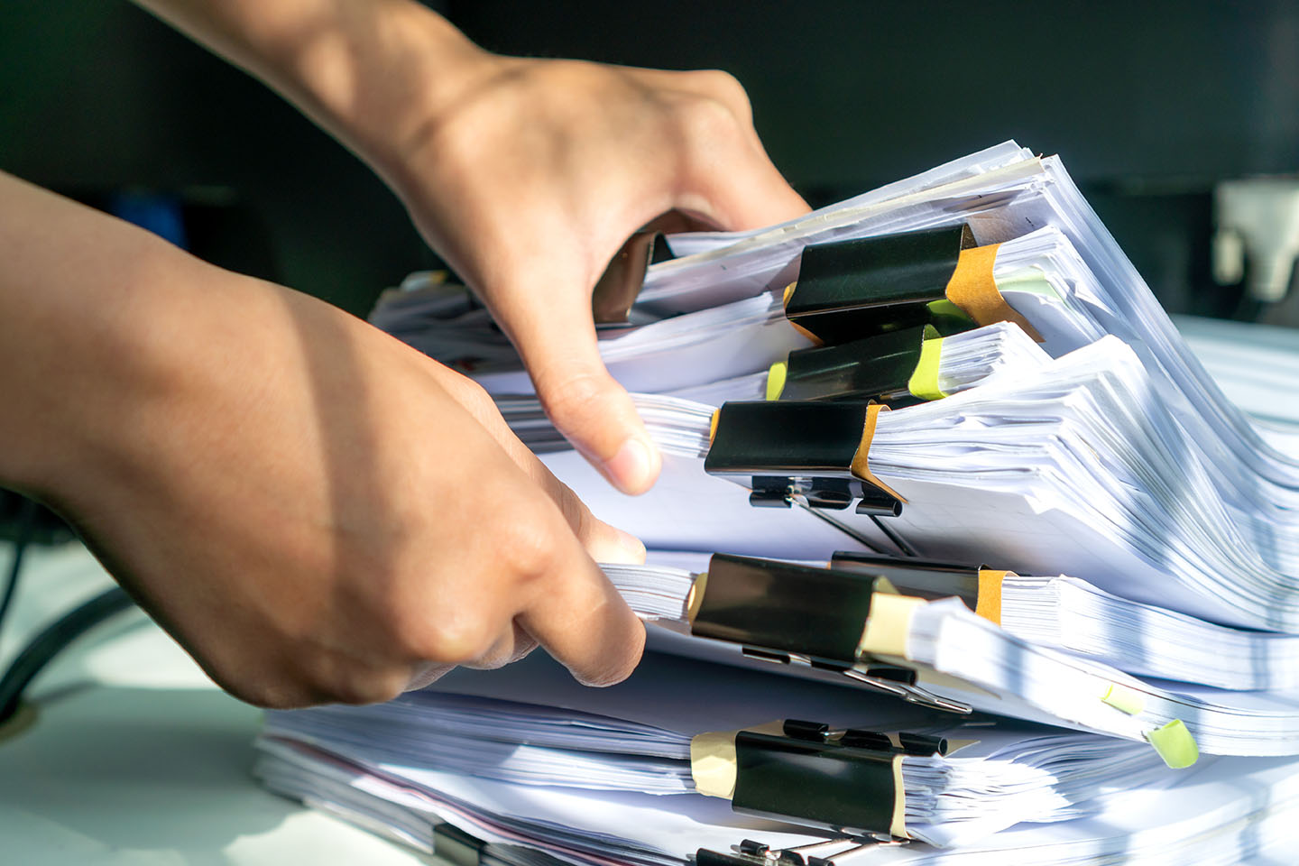 stack of research reports