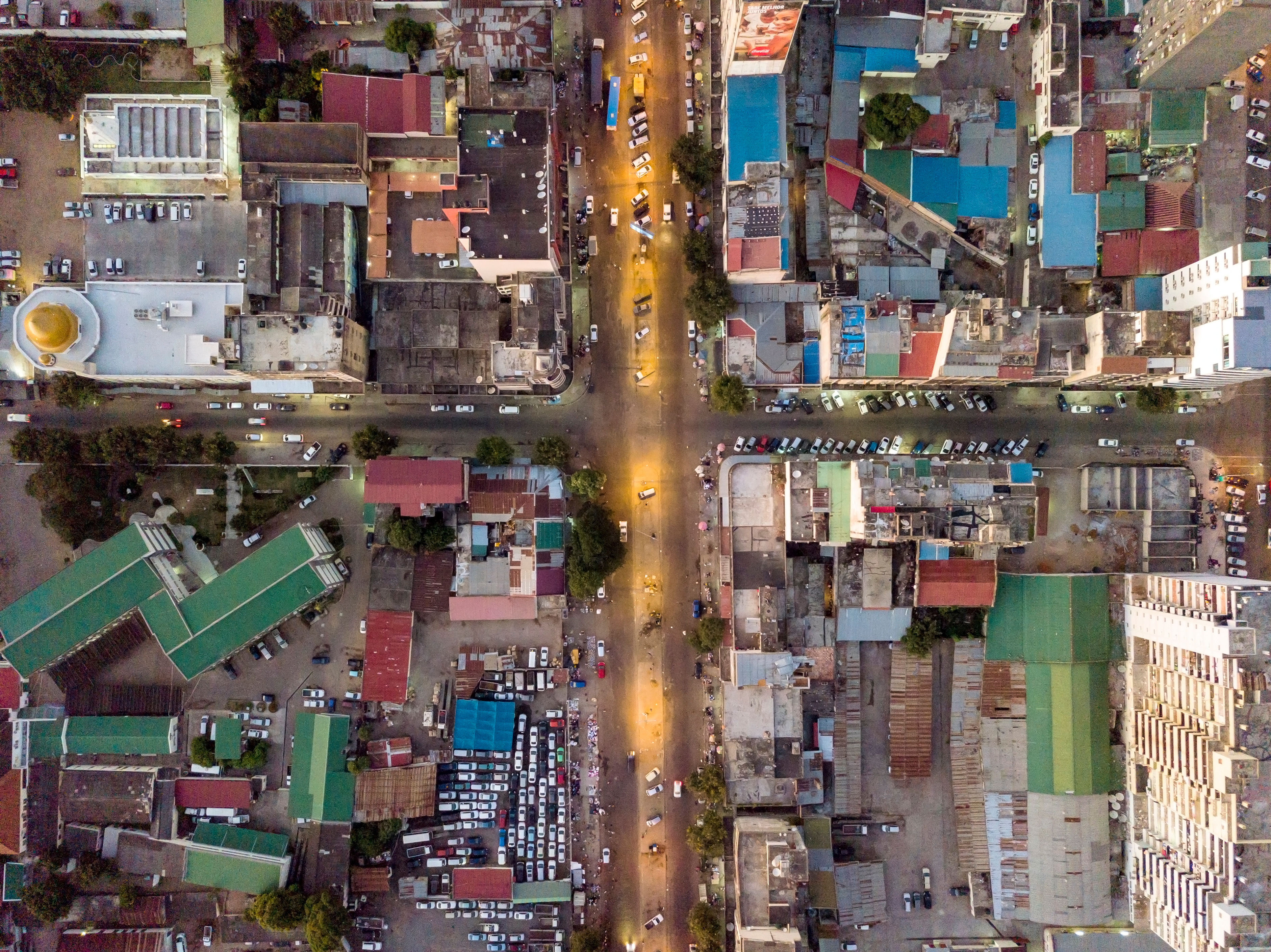 Streets of Maputo from above in capital city of Mozambique, Africa