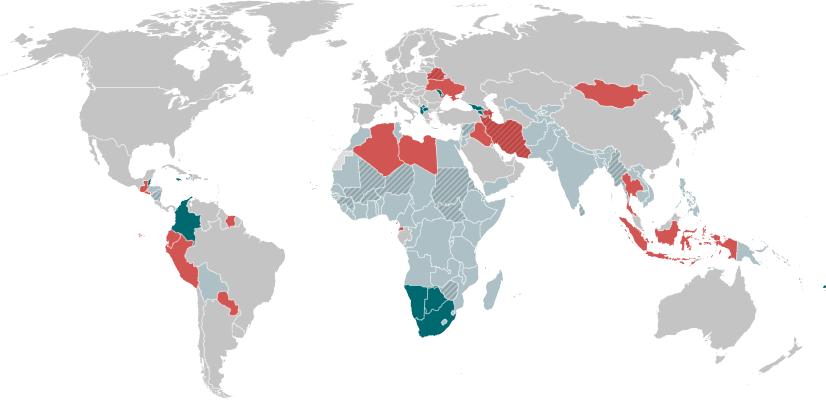 Map of the world showing countries that have passed, failed, or are existing candidates for MCC's scorecard