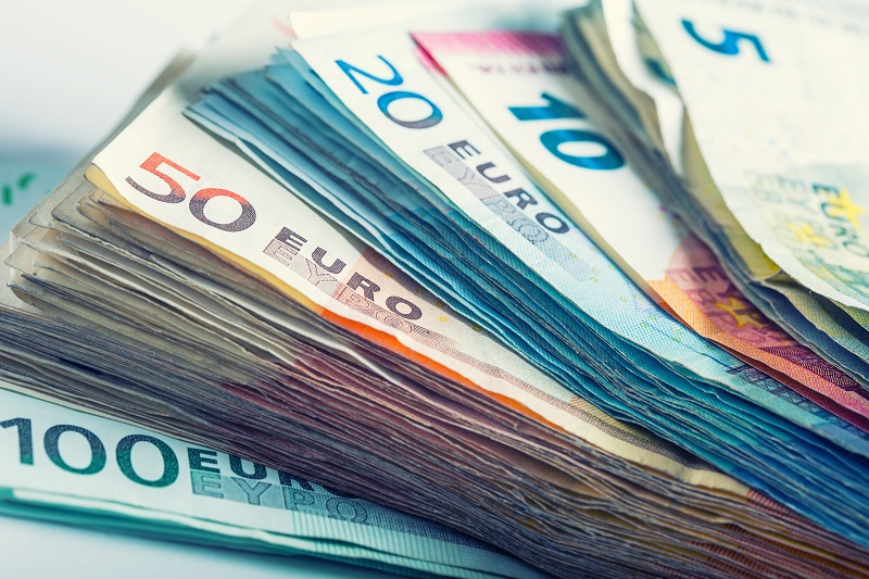 stacks of euro notes