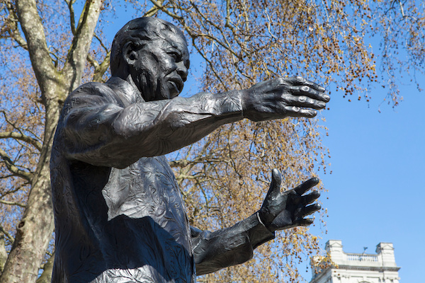 Close capture of Mandela's statue in Parliament Square UK