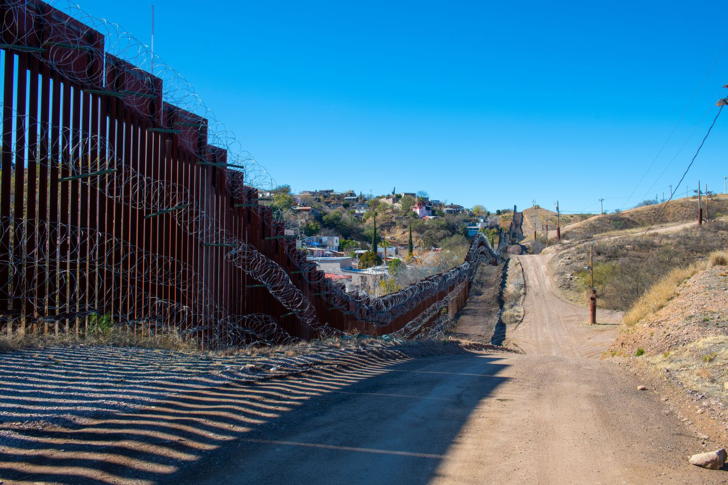 United States Mexico border wall from Arizona, USA.