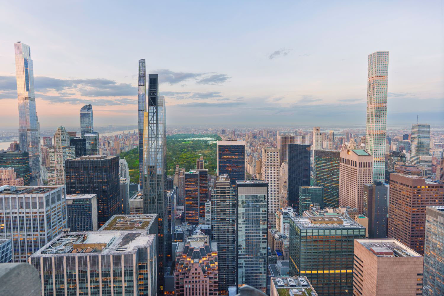 New York City business district panorama 