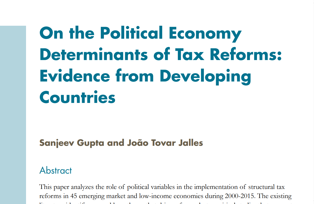 On the Political Economy Determinants of Tax Reforms Paper Cover